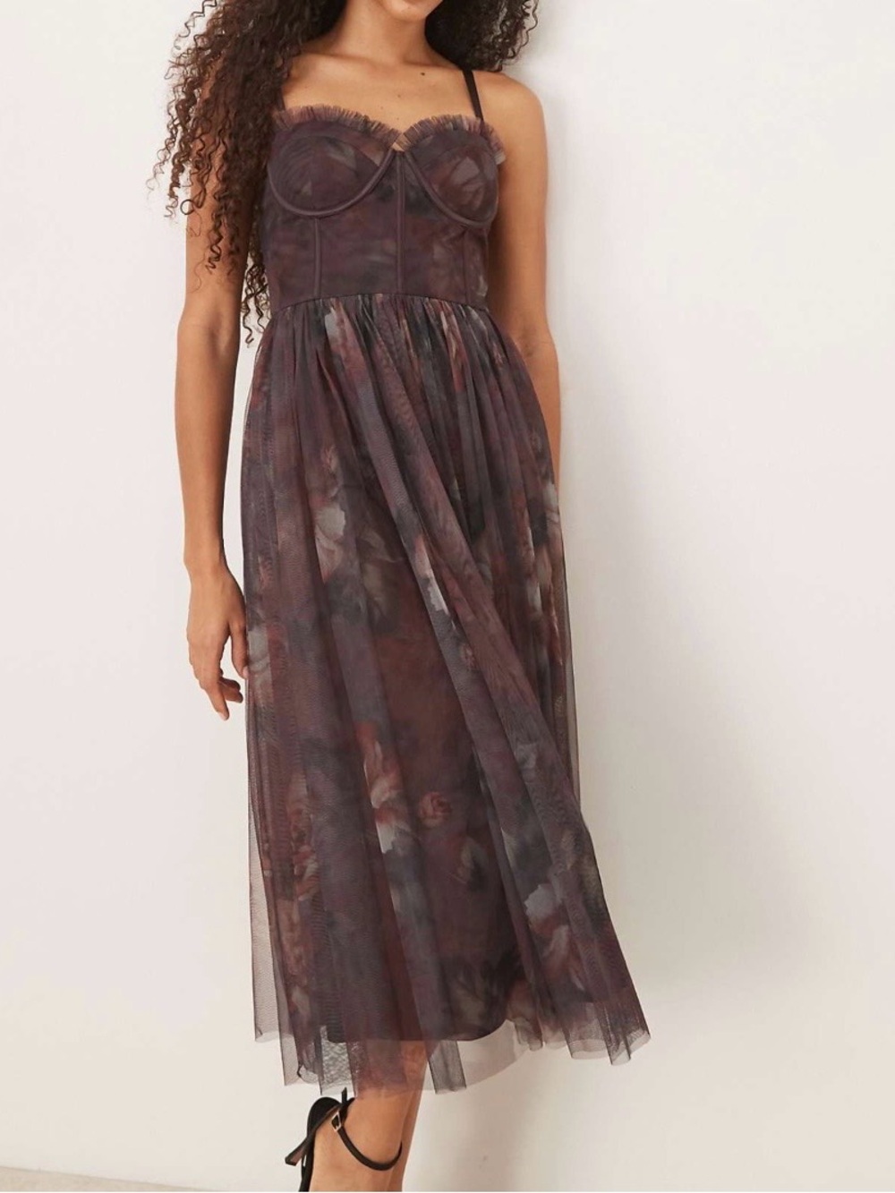 Lace & Beads Corset Tulle Midaxi Dress